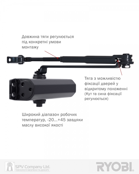 Дотягувач накладний RYOBI *1500 DS-1554 GREY_ANTHRACITE STD_HO_ARM EN_2/3/4 до_80кг 1100мм-фото-6 Фото 6 - Дотягувач накладний RYOBI *1500 DS-1554 GREY_ANTHRACITE STD_HO_ARM EN_2/3/4 до_80кг 1100мм.