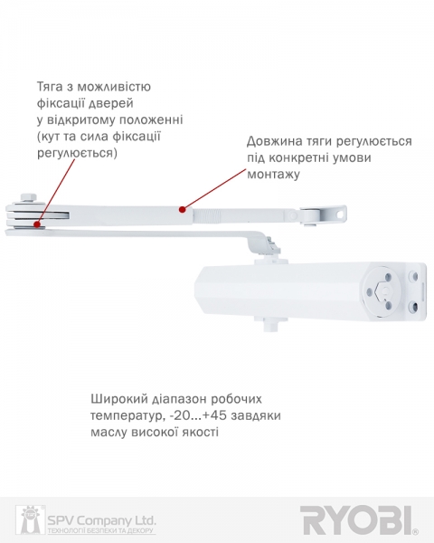 Дотягувач Накладний Ryobi 3550 Ds-3550 White Bc/da Std_ho_arm En_2-5 До_100кг 1250мм-фото-8 Фото 8 - Дотягувач Накладний Ryobi 3550 Ds-3550 White Bc/da Std_ho_arm En_2-5 До_100кг 1250мм.