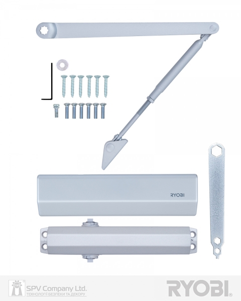 Доводчик накладной RYOBI 2000 D-2055V SILVER BC STD ARM EN 3/4/5 до 100кг 1250мм FIRE-фото-7 Фото 7 - Доводчик накладной RYOBI 2000 D-2055V SILVER BC STD ARM EN 3/4/5 до 100кг 1250мм FIRE.