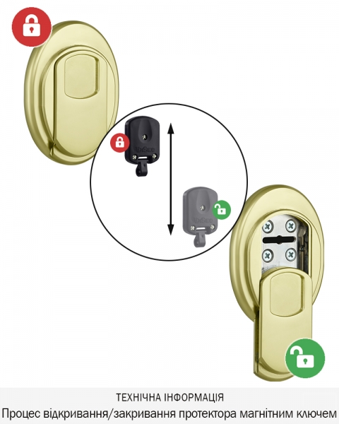Протектор Disec Magnetic_4g Mg3551dm Lever_key Oval 15мм Латунь_pvd 2 3key Km0p55 Зовнішній-фото-3 Фото 3 - Протектор Disec Magnetic_4g Mg3551dm Lever_key Oval 15мм Латунь_pvd 2 3key Km0p55 Зовнішній.