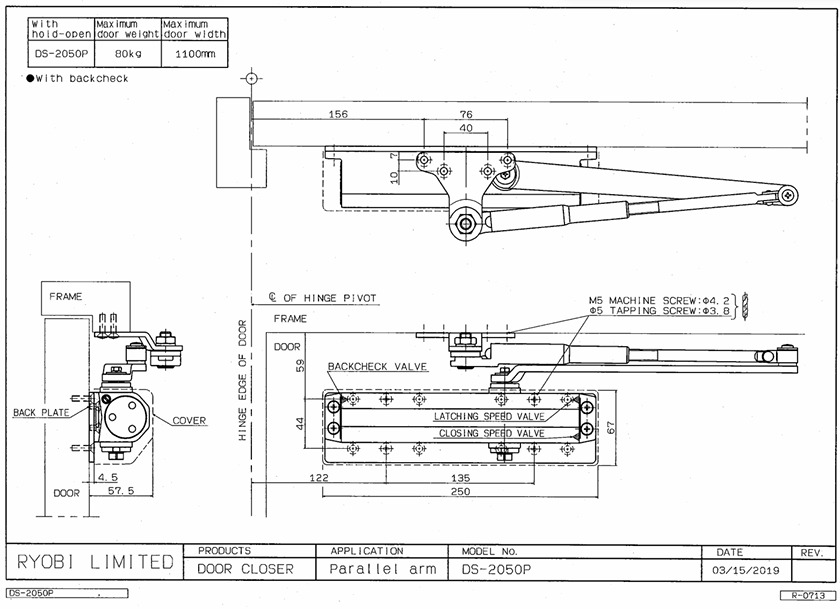 Дотягувач Накладний Ryobi 2000 Ds-2055p Silver Bc Prl_ho_arm En_4 До_80кг 1100мм-фото-11 Фото 11 - Дотягувач Накладний Ryobi 2000 Ds-2055p Silver Bc Prl_ho_arm En_4 До_80кг 1100мм.