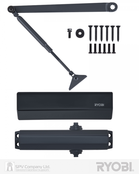 Доводчик накладной RYOBI *1500 D-1554 GREY ANTHRACITE STD ARM EN 2/3/4 до 80кг 1100мм FIRE-фото-2 Фото 2 - Доводчик накладной RYOBI *1500 D-1554 GREY ANTHRACITE STD ARM EN 2/3/4 до 80кг 1100мм FIRE.
