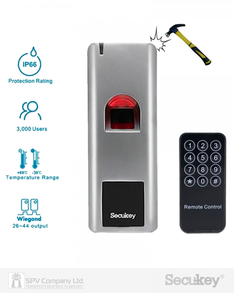 ронний контролер SECUKEY SF1 автономний підвищеної безпеки зовнішній карта+відбиток пальцю EM-MARINE_125Khz вологозахист ІР66-фото-4 Фото 4 - ронний контролер SECUKEY SF1 автономний підвищеної безпеки зовнішній карта+відбиток пальцю EM-MARINE_125Khz вологозахист ІР66.