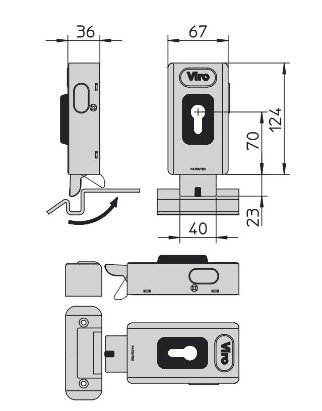 Замок електромеханічний VIRO V06 BS70мм T1/T2 DIN 12VAC NC GATE накладний V96 SS відкривання всередину-фото-11 Фото 11 - Замок електромеханічний VIRO V06 BS70мм T1/T2 DIN 12VAC NC GATE накладний V96 SS відкривання всередину.