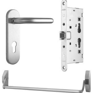Фото 11 - Комплект SANTOS для евакуаційного виходу 1300SS-3 1 Locking SATIN NICKEL/STAINLESS STEEL 900мм 9x9мм із замком J530-T та ручкою B002SS mov.