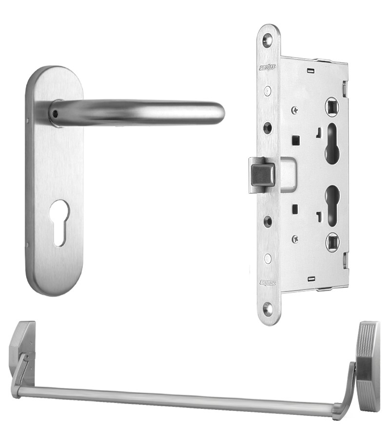 Комплект SANTOS для евакуаційного виходу 1300SS-3 1 Locking SATIN NICKEL/STAINLESS STEEL 900мм 9x9мм із замком J530-T та ручкою B002SS mov-фото-1 Фото 1 - Комплект SANTOS для евакуаційного виходу 1300SS-3 1 Locking SATIN NICKEL/STAINLESS STEEL 900мм 9x9мм із замком J530-T та ручкою B002SS mov.