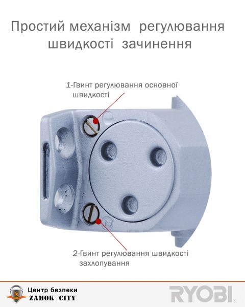 Дотягувач накладний RYOBI *1500 D-1504 SILVER STD ARM EN 2/3/4 до 80кг 1100мм FIRE-фото-11 Фото 11 - Дотягувач накладний RYOBI *1500 D-1504 SILVER STD ARM EN 2/3/4 до 80кг 1100мм FIRE.