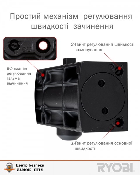 Дотягувач накладний RYOBI 1200 D-1200T BLACK BC SLD HO ARM EN 3 60кг 950мм-фото-8 Фото 8 - Дотягувач накладний RYOBI 1200 D-1200T BLACK BC SLD HO ARM EN 3 60кг 950мм.