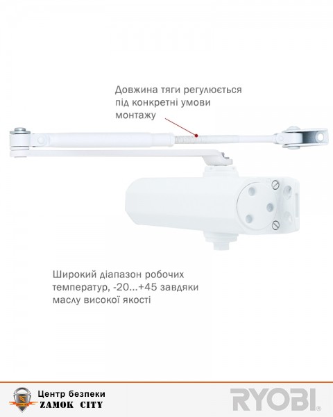 Дотягувач накладний RYOBI 2000 D-2055V GLOSSY_WHITE BC STD_ARM EN_3/4/5 до_100кг 1250мм FIRE-фото-8 Фото 8 - Дотягувач накладний RYOBI 2000 D-2055V GLOSSY_WHITE BC STD_ARM EN_3/4/5 до_100кг 1250мм FIRE.