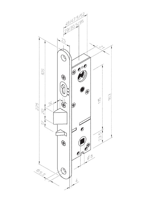 Замок врізний ABLOY 1-WAY FIN LC302 CR LEFT BS30,5мм 115мм w/o_SP-фото-3 Фото 3 - Замок врізний ABLOY 1-WAY FIN LC302 CR LEFT BS30,5мм 115мм w/o_SP.