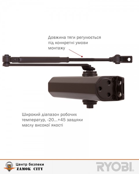 Дотягувач накладний RYOBI 2000 D-2005V DARK BRONZE BC STD ARM EN 3/4/5 до 100кг 1250мм FIRE-фото-12 Фото 12 - Дотягувач накладний RYOBI 2000 D-2005V DARK BRONZE BC STD ARM EN 3/4/5 до 100кг 1250мм FIRE.