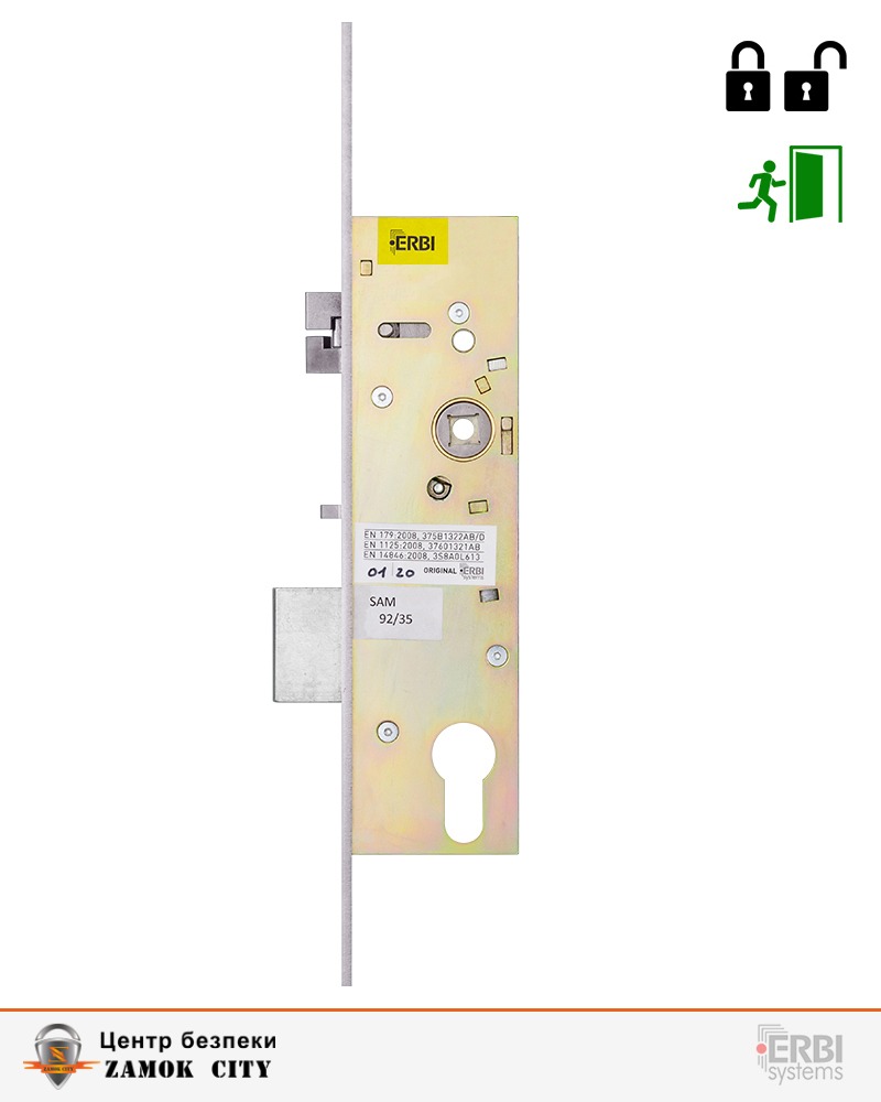 Замок врізний ERBI DIN SAM ME 9235 UNIV BS35мм 92мм SS 22мм FOREND w/o_SP-фото-1 Фото 1 - Замок врізний ERBI DIN SAM ME 9235 UNIV BS35мм 92мм SS 22мм FOREND w/o_SP.