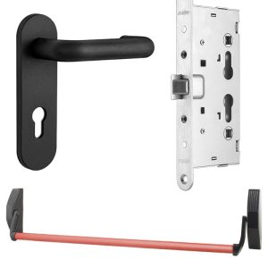 Фото 10 - Комплект SANTOS для евакуаційного виходу 1300LS 1 Locking BLACK/RED 900мм 9x9мм із замком J530-T та ручкою 1919-ROUND Black mov.
